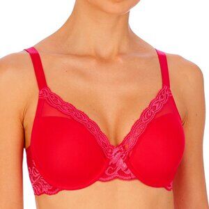 NWT NATORI Feathers Plus Lace Plunge T-shirt Bra Neon Rose 30DD